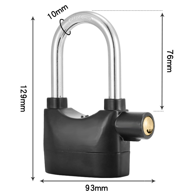 High decibel alarm padlock anti-theft high-quality heavy-duty waterproof anti-theft with key padlock