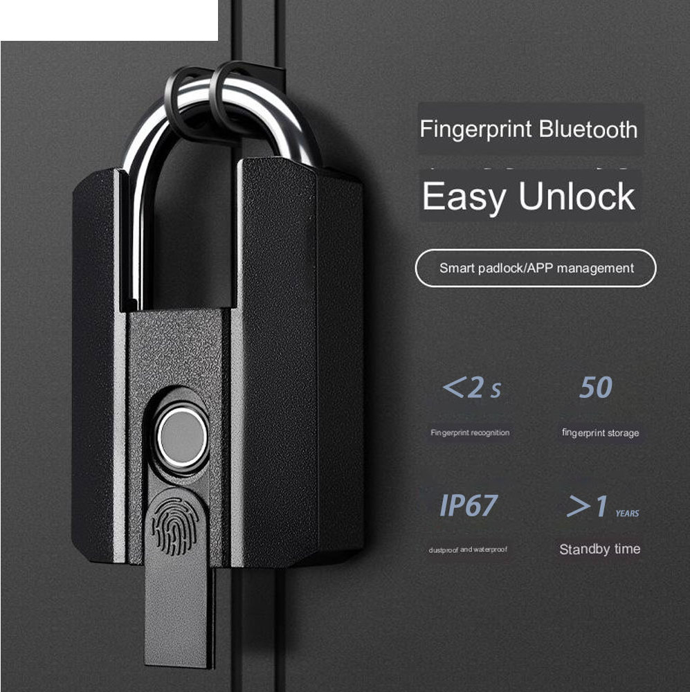 Wholesale Fingerprint Smart Padlock Finger Print Padlock With Keyless Suitable for Gym Biometric Locke and Storage Smart Padlock