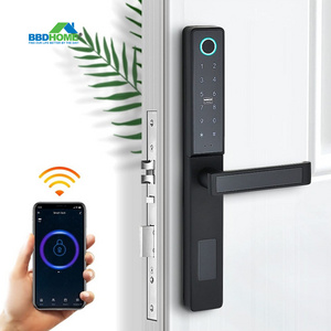 BBDHOME Front Door Keyless Entry Door Lock Wifi Bluetooth Fingerprint Digital Keypad Aluminum Swing Silm Door LOCK With Handle