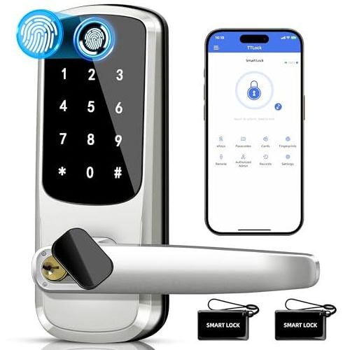 BBDHOME Smart Fingerprint Keyless Entry Reversible Handle TTlock Touchscreen Keypad Digital Door Lock