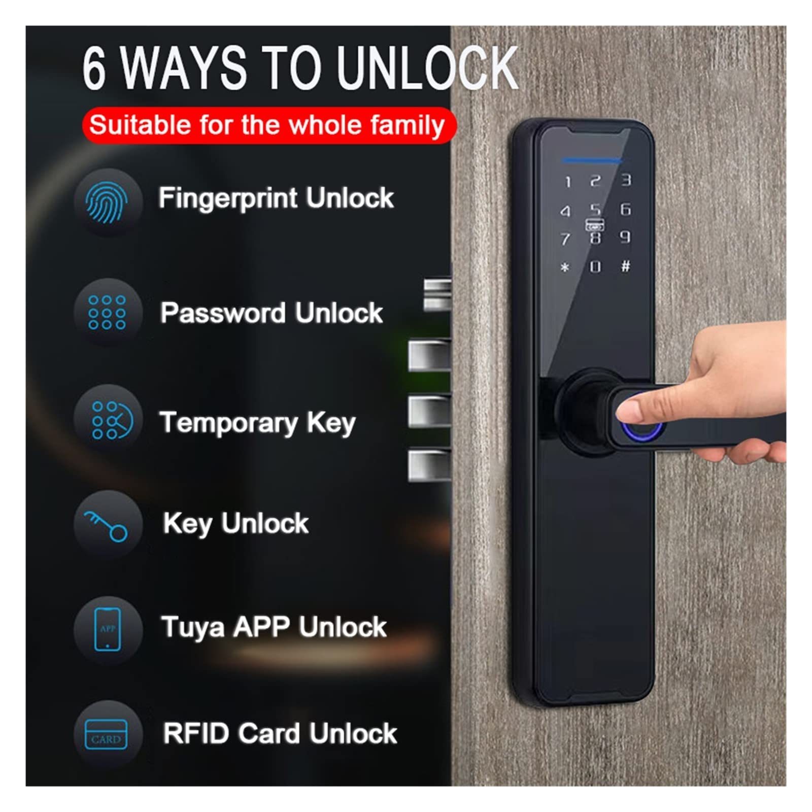 BBDHOME Cerradura Intelige Biometric Tuya App Remote Unlocking Keyless WiFi Lock Electronic Door Lock