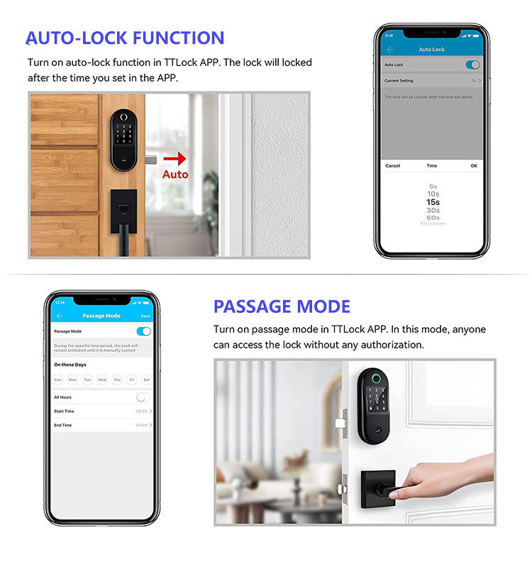 BBDHOME Smart American Standard Deadlock Fingerprint Code Blue Tooth App Control Deadbolt Lock 70 Mm Cylinder Lock