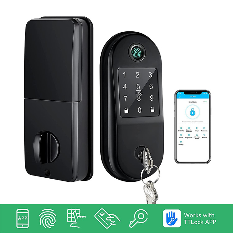 BBDHOME Smart American Standard Deadlock Fingerprint Code Blue Tooth App Control Deadbolt Lock 70 Mm Cylinder Lock