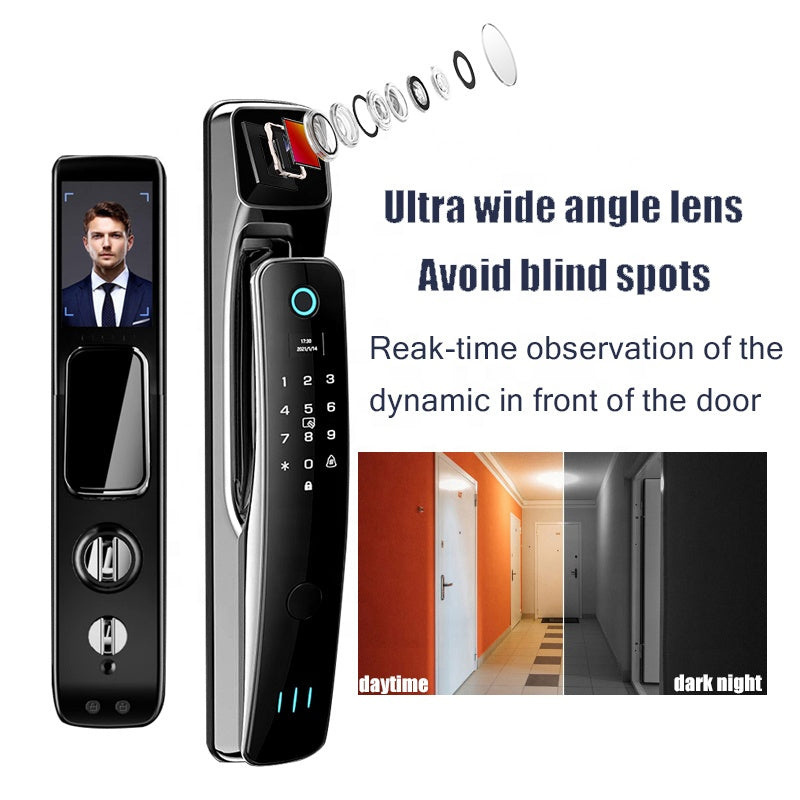 BBDHOME tuya automatic biometric lock rfid IC cardf Wifi APP combination 3D face fingerprint smart door lock with camera