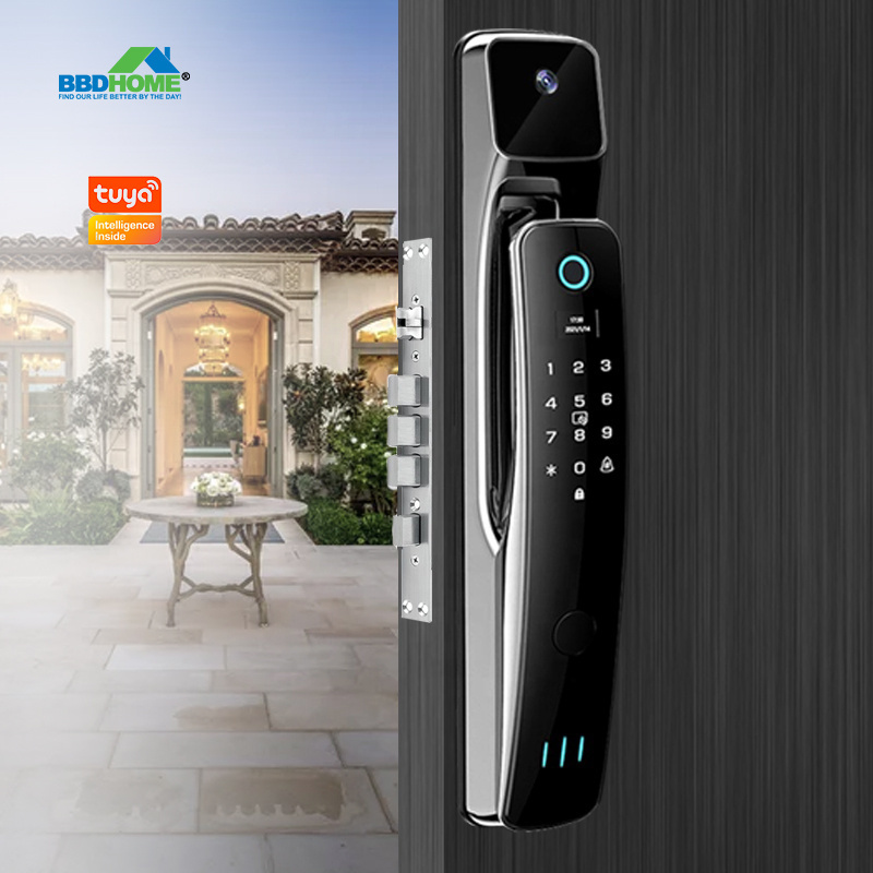 BBDHOME tuya automatic biometric lock rfid IC cardf Wifi APP combination 3D face fingerprint smart door lock with camera