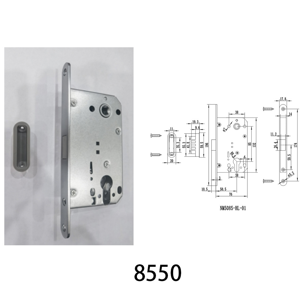 Hot Selling Passage Bathroom 50mm Door Distance Mortise Door Lock Safety Lock Body Magnet Silent Latch