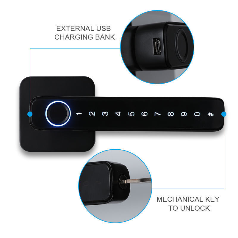 BBDHOME Tuya Bluetooth Mobile App  Intelligent Home Fingerprint Password Handle Lever Smart Door Lock