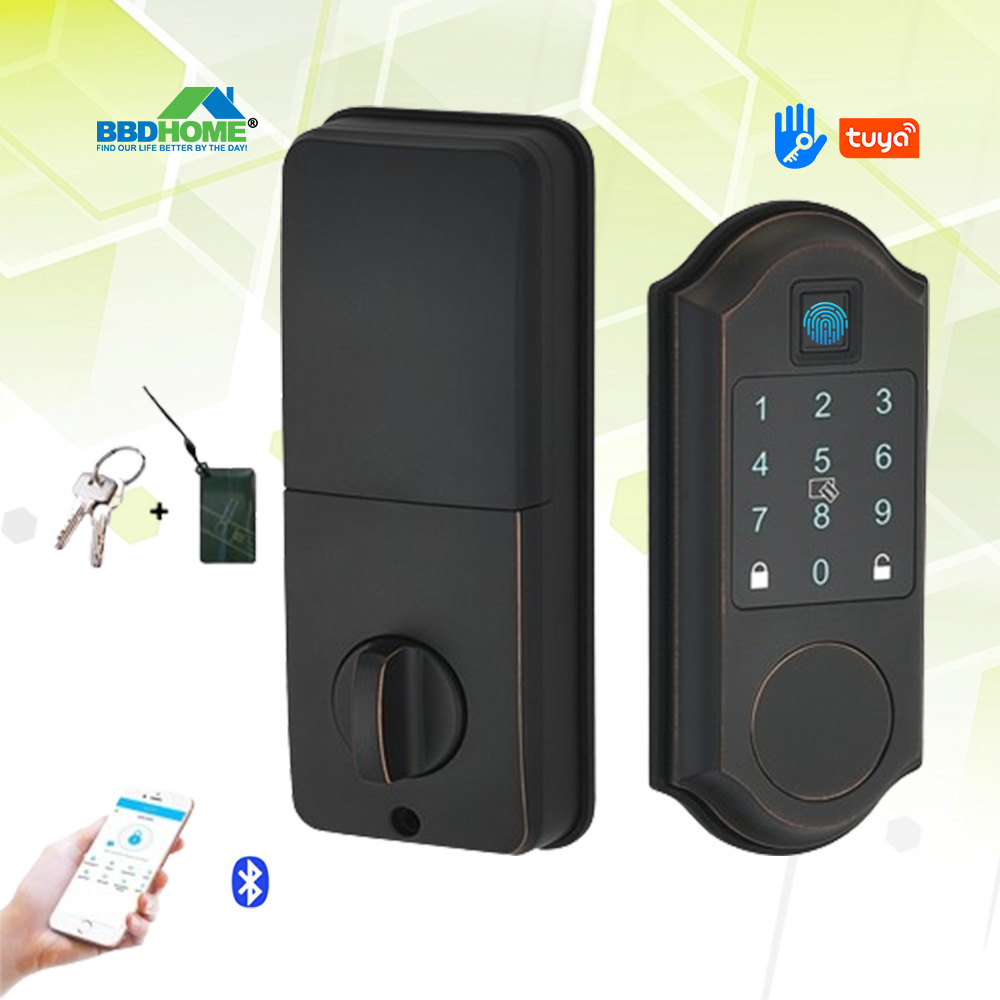 Tuya Smart TT LOCK Easy Installation Built In Fingerprint Deadbolt With American Standard Smart Keyless Door Lock