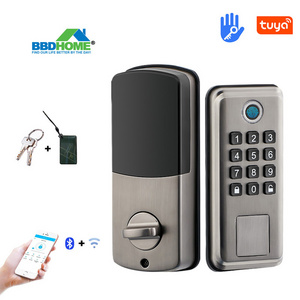 BBDHOME High Security Waterproof TTlock Front Digital WiFi Black Electronic Keypad Deadbolt Smart Door Lock