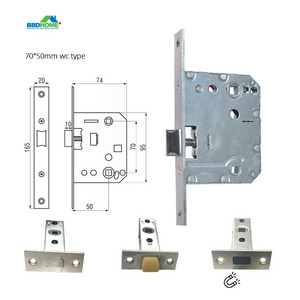 High Quality Security 70*50 Backset Lock Body Zinc Alloy Latch Wooden Door  Bathroom Mortise Lock Body