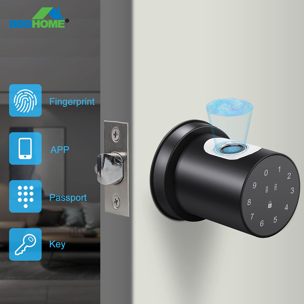 BBDHOME Hotel Office Apartment Keyless Entry Easy Install Tuya App Control Fingerprint Lock Smart Door Knob