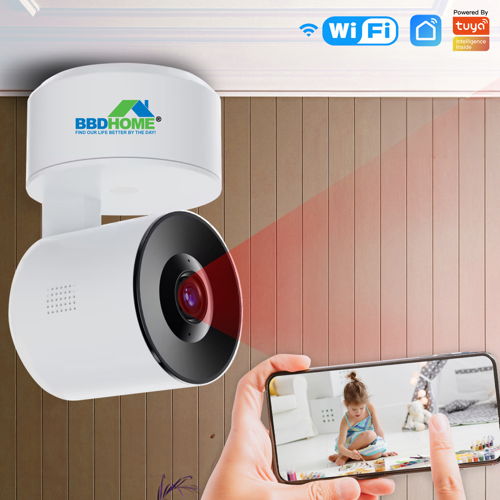 BBDHOME WiFi Home Indoor PTZ Smart IP Motion Tracking Wireless 1080P APP Remote Security Camera