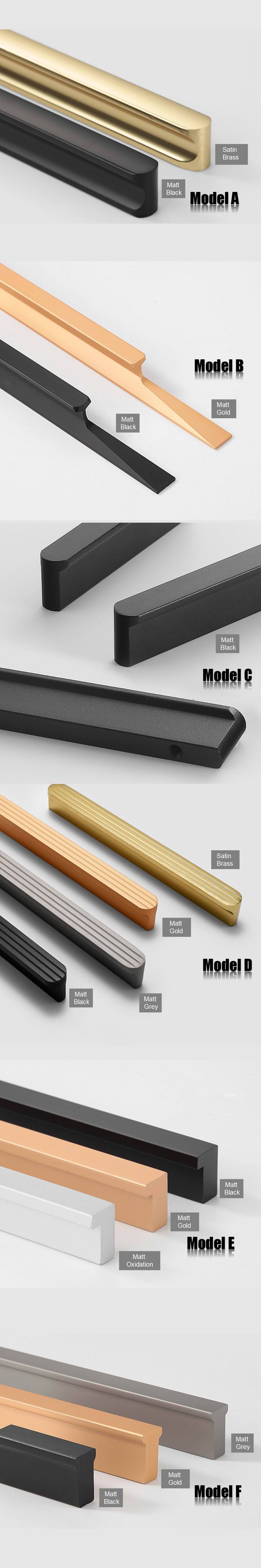 Aluminium profile Solid Furniture Kitchen door pull handle black gold knob 1meter T bar Home Decoration Wardrobe Cabinet handle