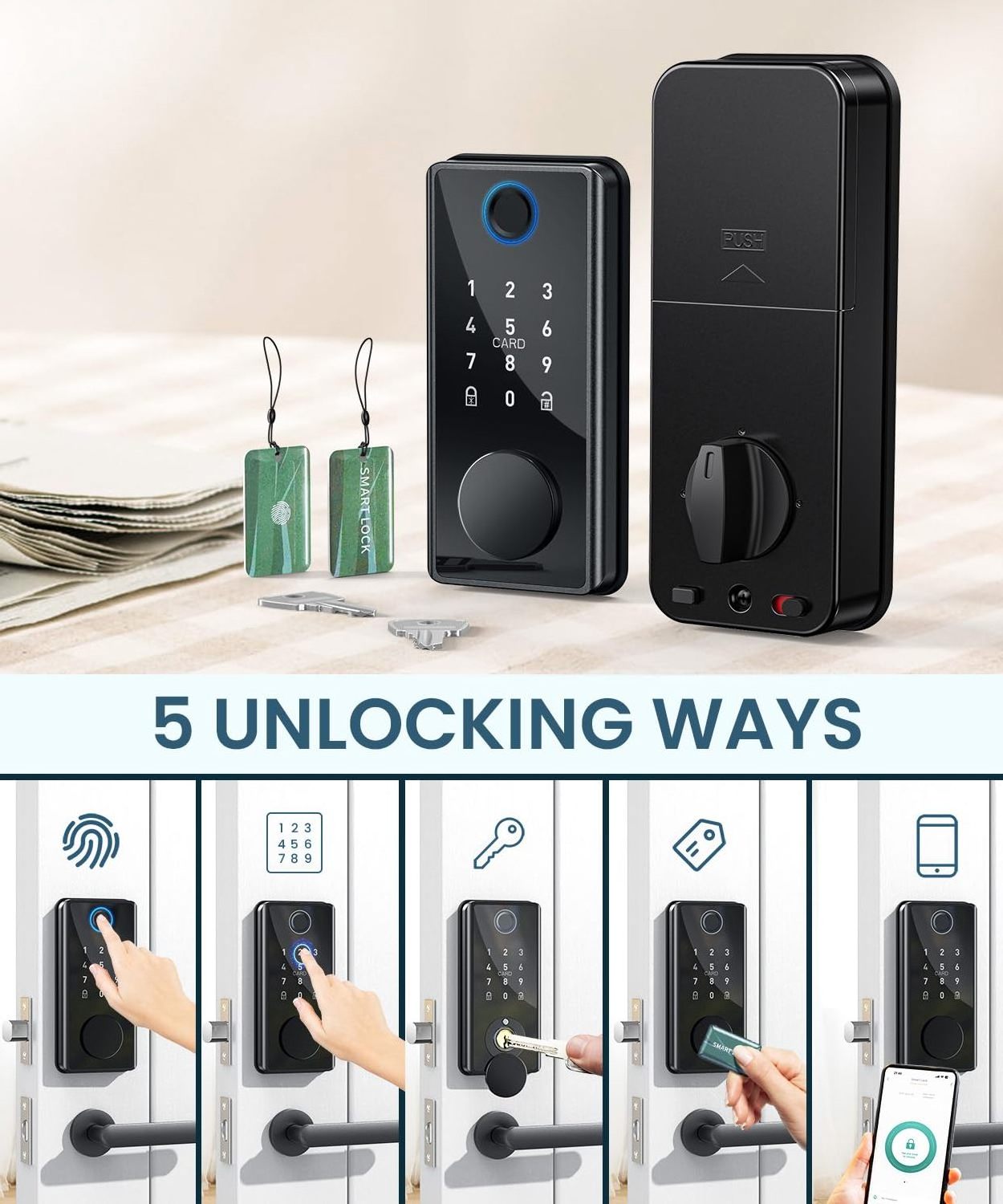 BBDHOME Keypad Fingerprint Auto Fully Automatic Password TTlock Bluetooth Front  Smart Deadbolt Door Lock