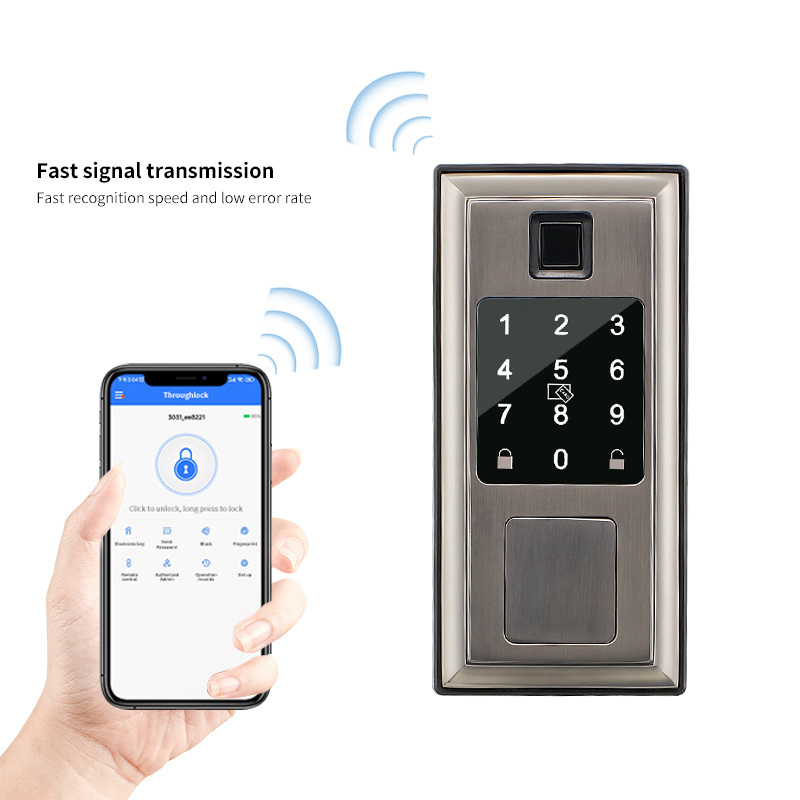 Bluetooth APP Control Without Handle Interior Entrance Door Alexa Google Assistant Smart Deadbolt Keypad Lock