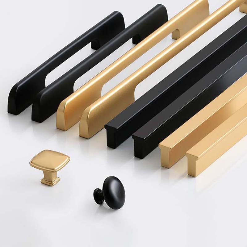 Kitchen Cabinet Handle Black Cabinet Door Handle High-grade Drawer Dresser Knob Minimalist Wardrobe Aluminum Alloy Handle Modern