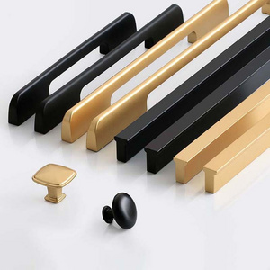 Kitchen Cabinet Handle Black Cabinet Door Handle High-grade Drawer Dresser Knob Minimalist Wardrobe Aluminum Alloy Handle Modern