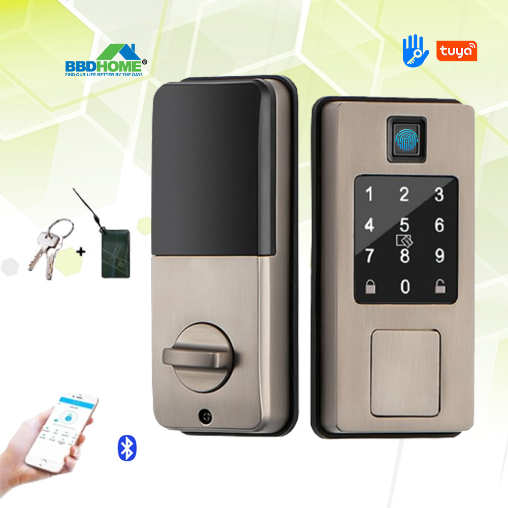 Tuya TTlock Remote Control Front Entrance Door Ble Card Fingerprint Unlock Intelligent Smart Deadbolt Lock