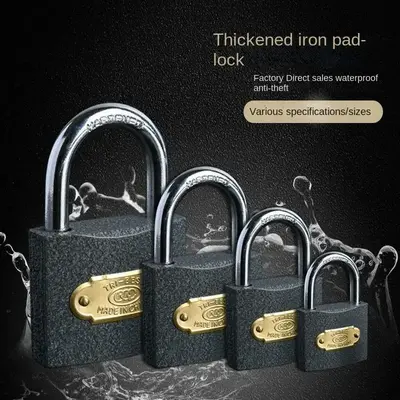 Wholesale customizable LOGO high quality cheap multi size safety black keyed padlock 20mm 25mm 30mm Iron padlock