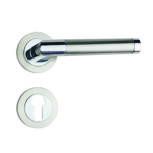 Unique design Zinc alloy chrom satin nickel Distinctive bedroom door handle with cylinder hole