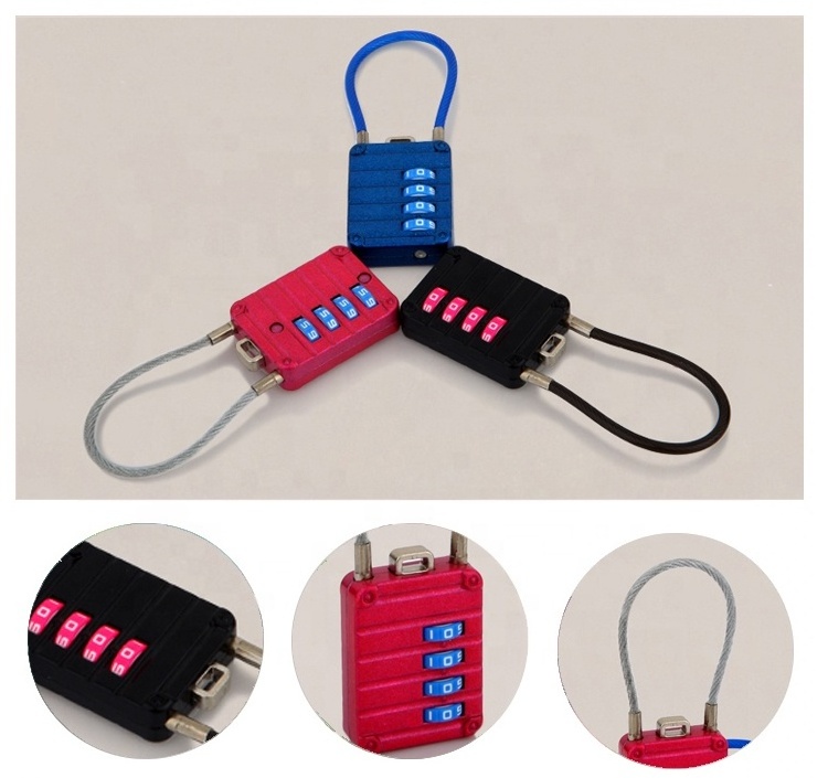 High quality Traveling bag Luggage4 digital Cable Combination Padlock