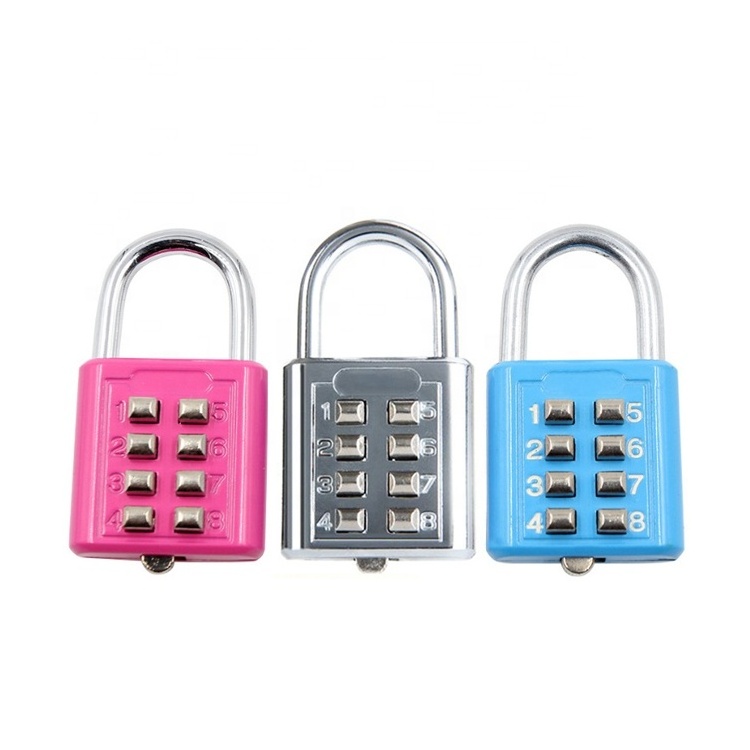 H303 Easy to carry push button 8 number combination gym padlock for Outdoor Office School Home Security Using candado digital