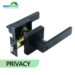 Modern Main Wooden Entry Exterior Interior square Entrance privacy passage dummy Black Tubular door knob lever latch handle lock