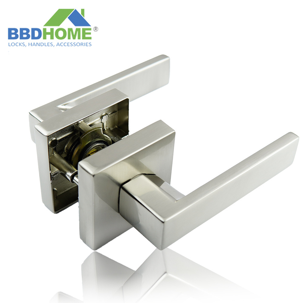 Modern Main Wooden Entry Exterior Interior square Entrance privacy passage dummy Black Tubular door knob lever latch handle lock