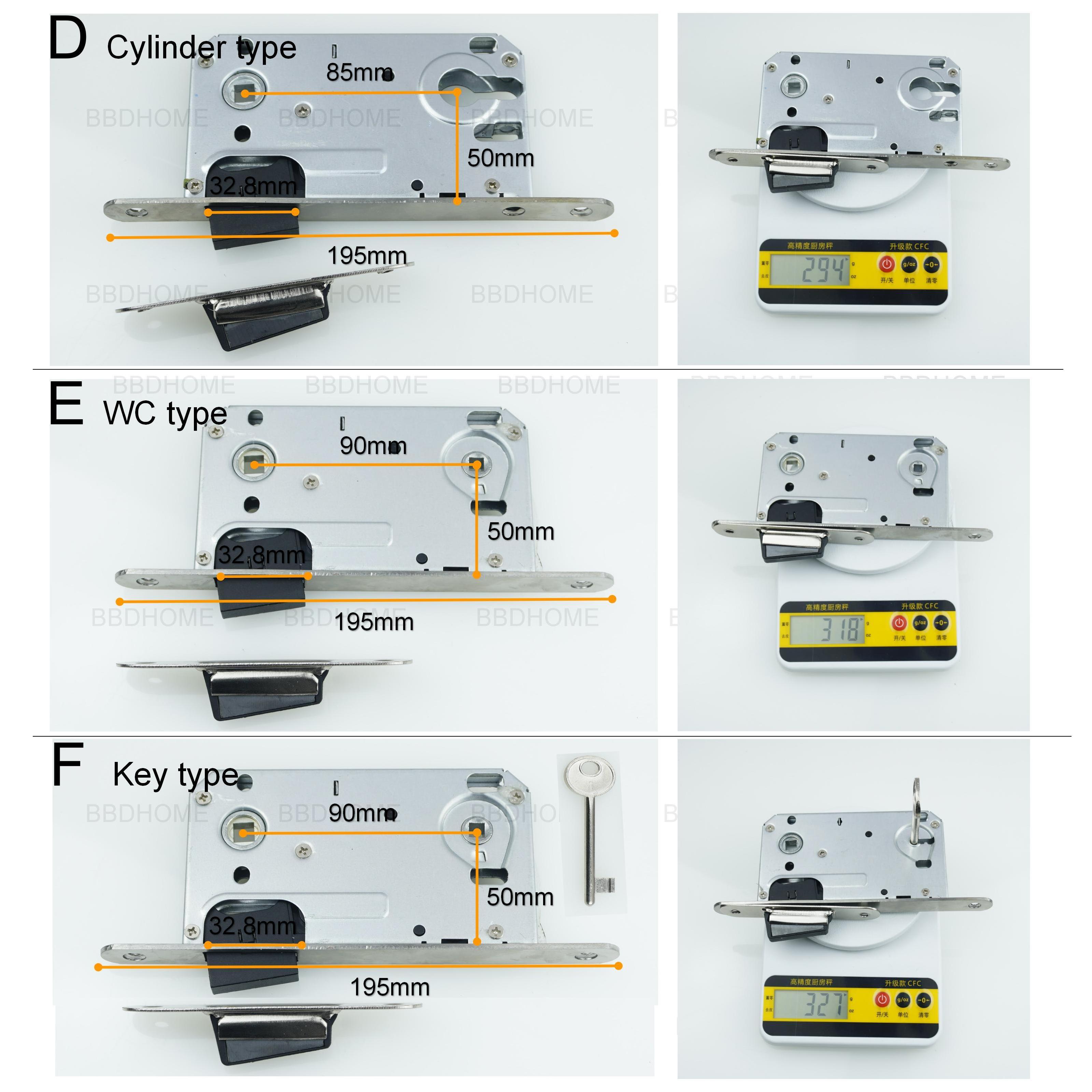 Security 8550mm 9050mm Magnet Mortise door lock body cylinder key wc magnetic lock latch