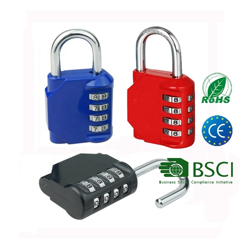 Square Heavy Duty Custom logo Digital 4 Digit Code Waterproof Safety Lock candado combination Padlock with combination for gym