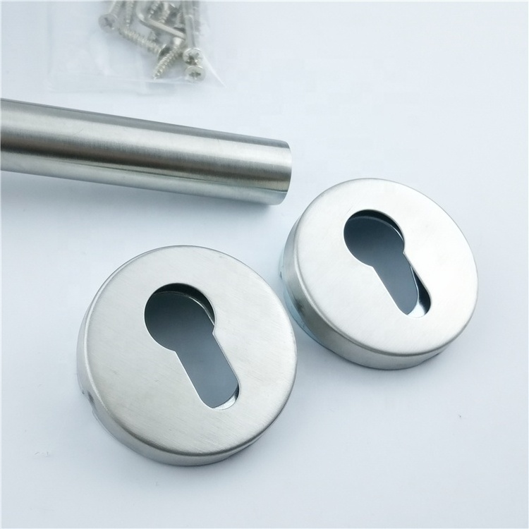 Bathroom Round Rosette Escutcheon Stainless Steel Pull Handle Steel Lock Lever Pull Stainless Door Handle