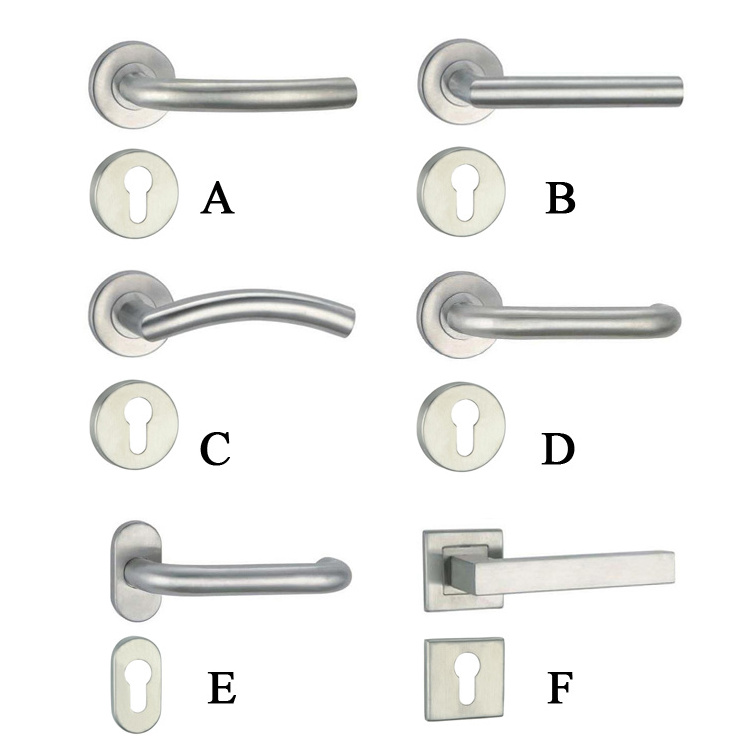 Bathroom Round Rosette Escutcheon Stainless Steel Pull Handle Steel Lock Lever Pull Stainless Door Handle