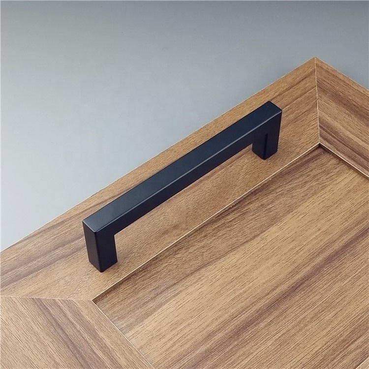 Herrajes Square Cabinet Handles Pull Black Cupboard Door Handle for Cabinet Para Muebles Kitchen Stainless Steel SS T Bar Modern