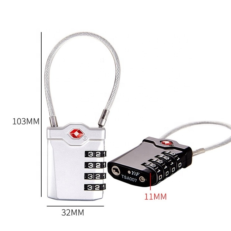 TSA17098 New Design  TSA Approved Licensed travel lock cable 4 digital combination padlock