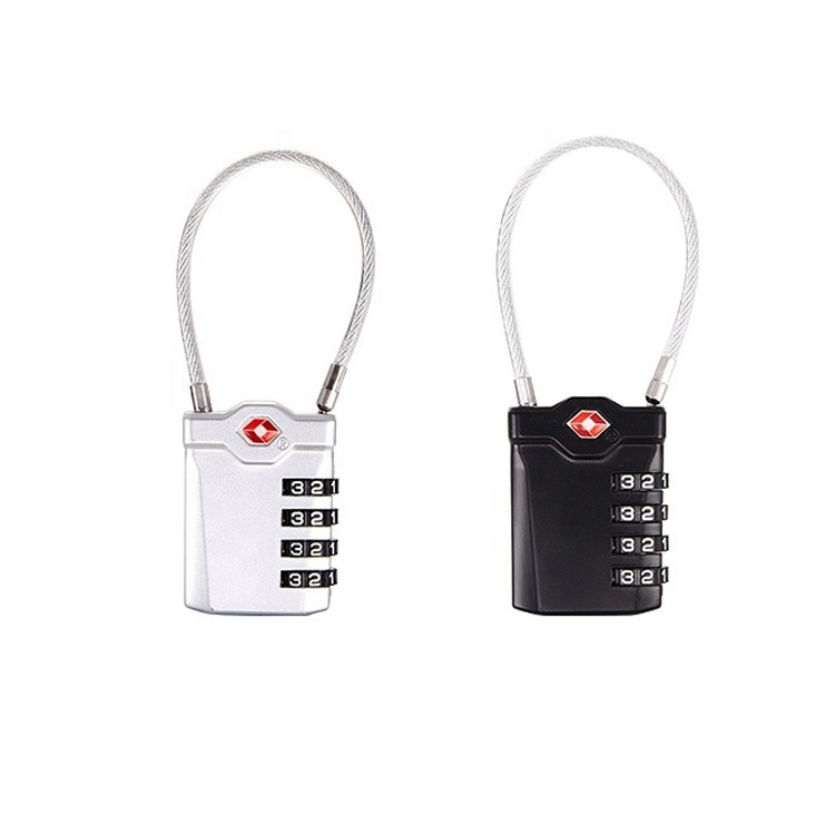 TSA17098 New Design  TSA Approved Licensed travel lock cable 4 digital combination padlock