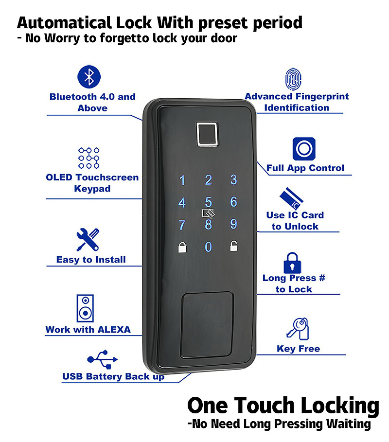 Dead Bolt Security Ttlock Door Fingerprint Tt Electric App Key Locker Gate Garage Finger Print Single Latch Deadbolt Smart Lock