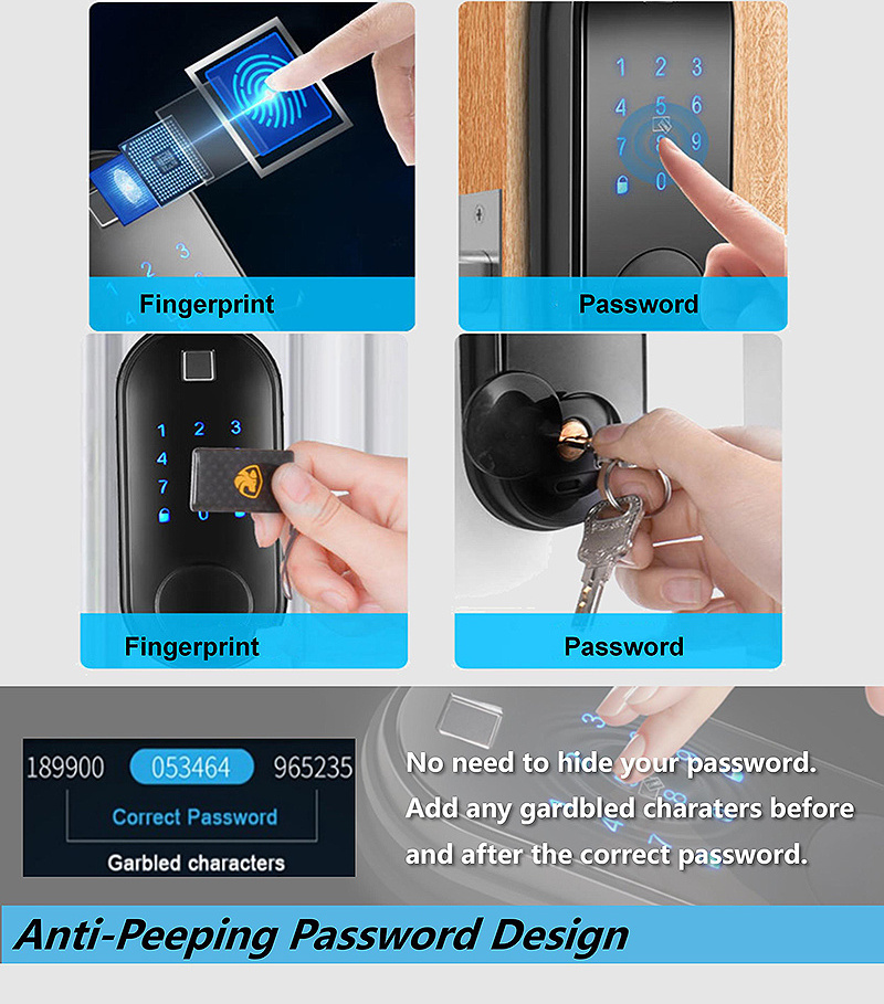 Dead Bolt Security Ttlock Door Fingerprint Tt Electric App Key Locker Gate Garage Finger Print Single Latch Deadbolt Smart Lock