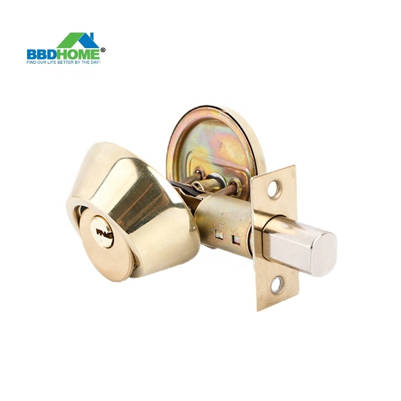 BBDHOME Gold American Standard 201 stainless steel   High Security  Commercial Polished Brass Single open  Deadbolt Door Lock