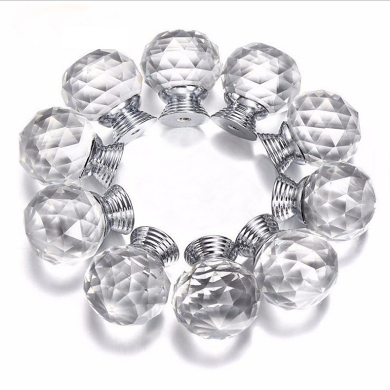 Door 30mm Drawer Kitchen Handles Small Cabinet Diamond Pulls Crystal Knob Handles for Furniture Cabinet Knobs and Handles