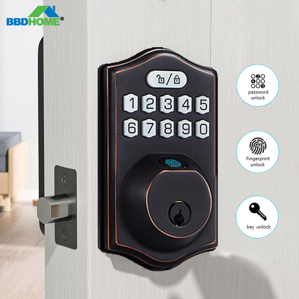 Electronic Keypad Entry Front Door Anti Peeking Auto Lock Passcode Smart Fingerprint Deadbolt Door Lock