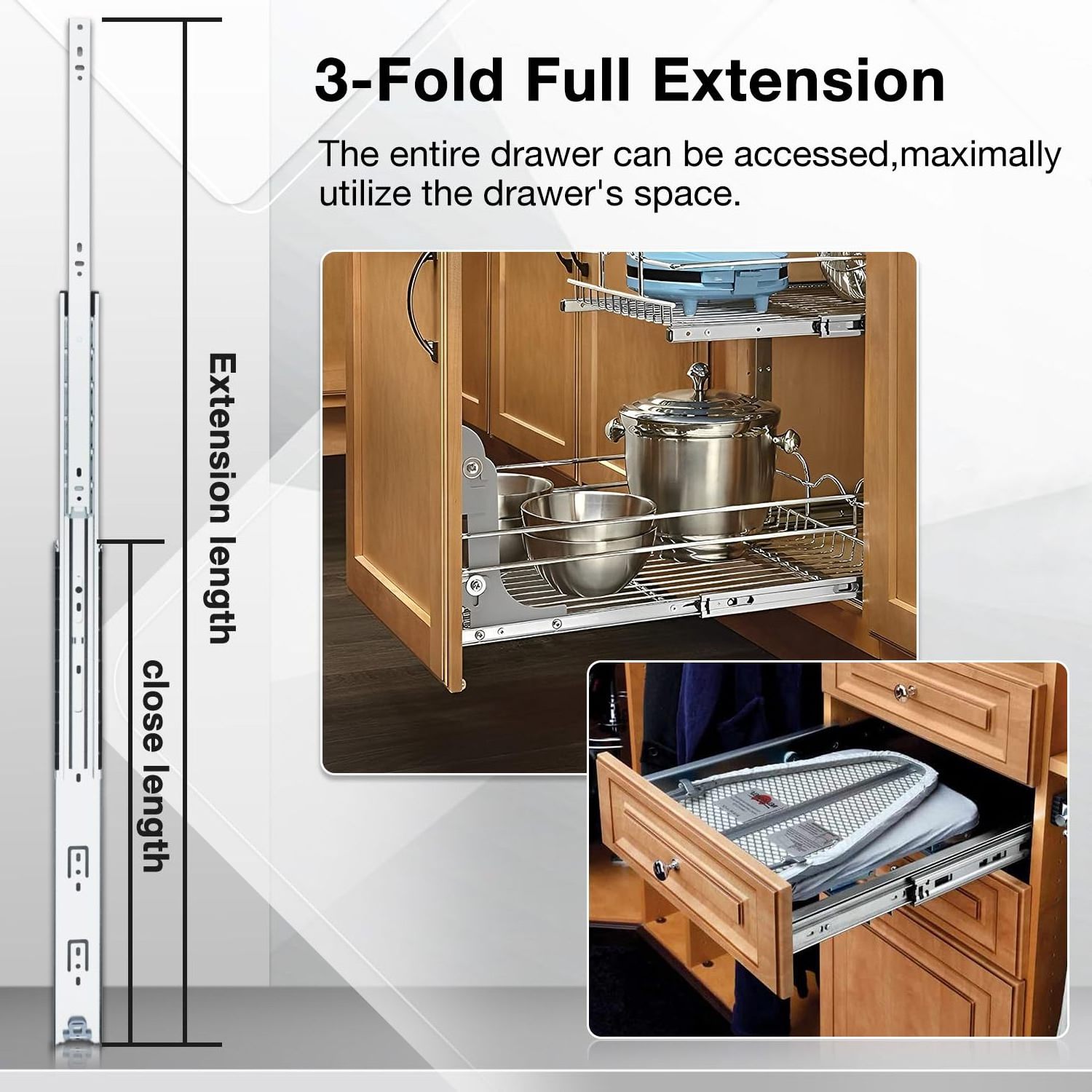 BBDHOME Factory Good Price Metal Box Full Extension Tool Box Drawer Under Mounted Stainless Steel Silver Slide Rial