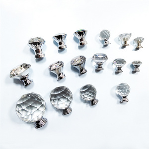 Drawer Cabinet Wardrobe Pull Handle Knobs Handles Crystal with Screw Kitchen Cabinet Knobs Head Glass Modern Manufacturer, OEM