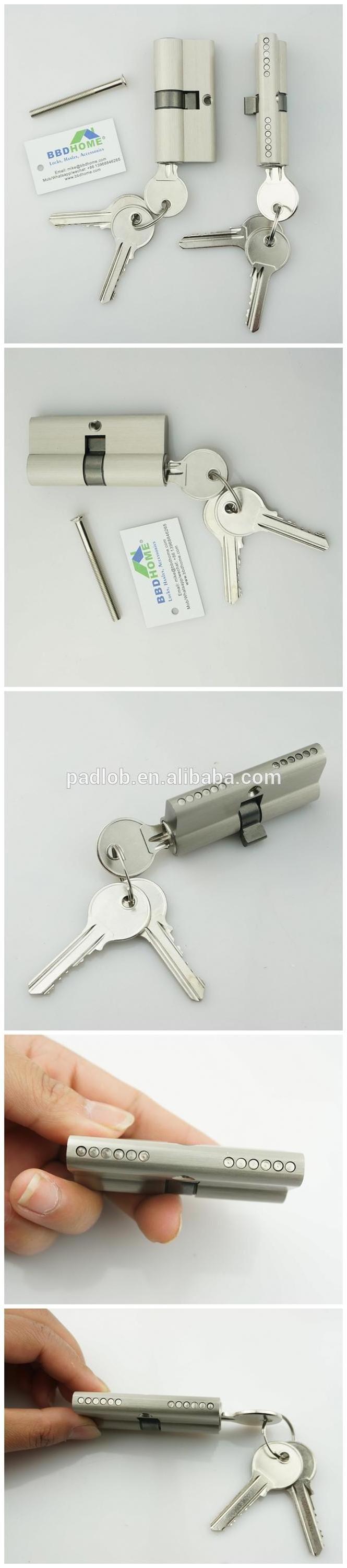 Euro High Quality  Security  mortise door  full brass Core  70 mm Double Open  door lock cylinder  with brass key