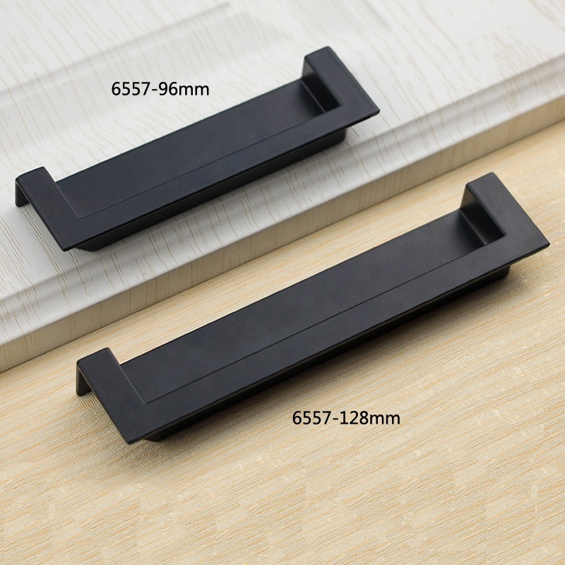 Simple drawer handle embedded sliding door black wardrobe hidden concealeel cabinet handle