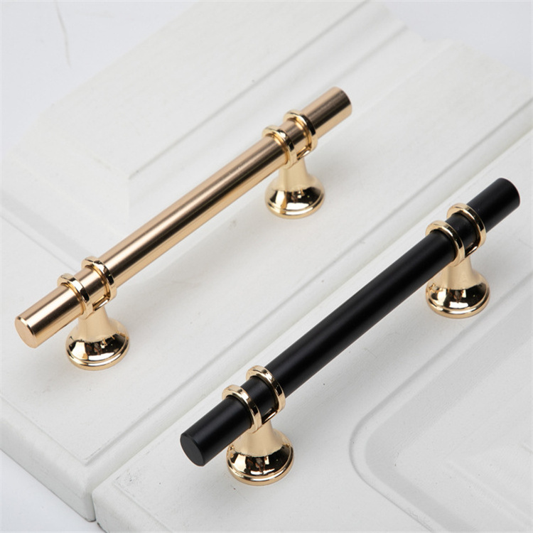 Lengthen Luxury Modern Simple gold Black Bathroom Cabinet Drawer Wardrobe T bar Cabinet Handle