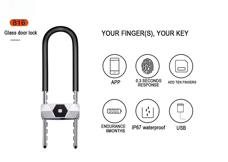 BBDHOME High quality anti-theft mountain bike key lock anti-theft intelligent security U-shaped bicycle smart lock