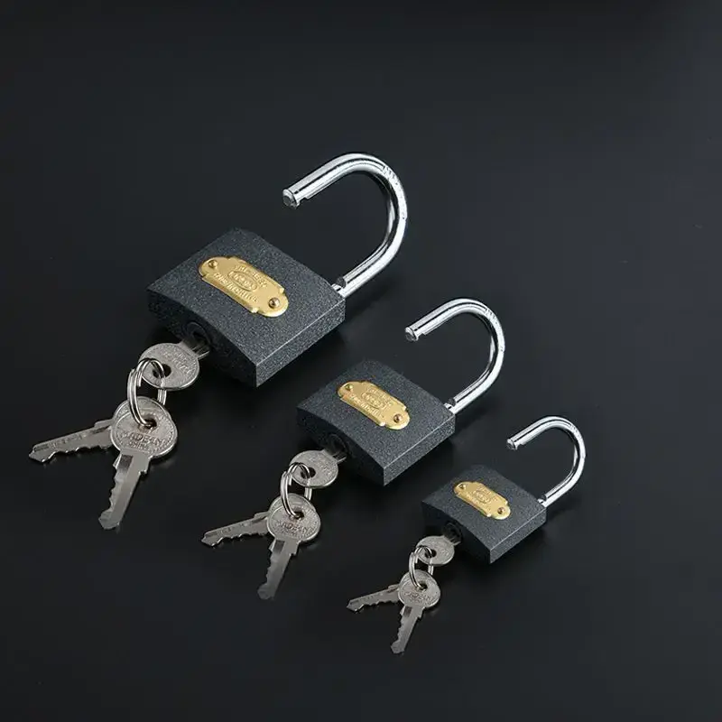 Wholesale customizable LOGO high quality cheap multi size safety black keyed padlock 20mm 25mm 30mm Iron padlock