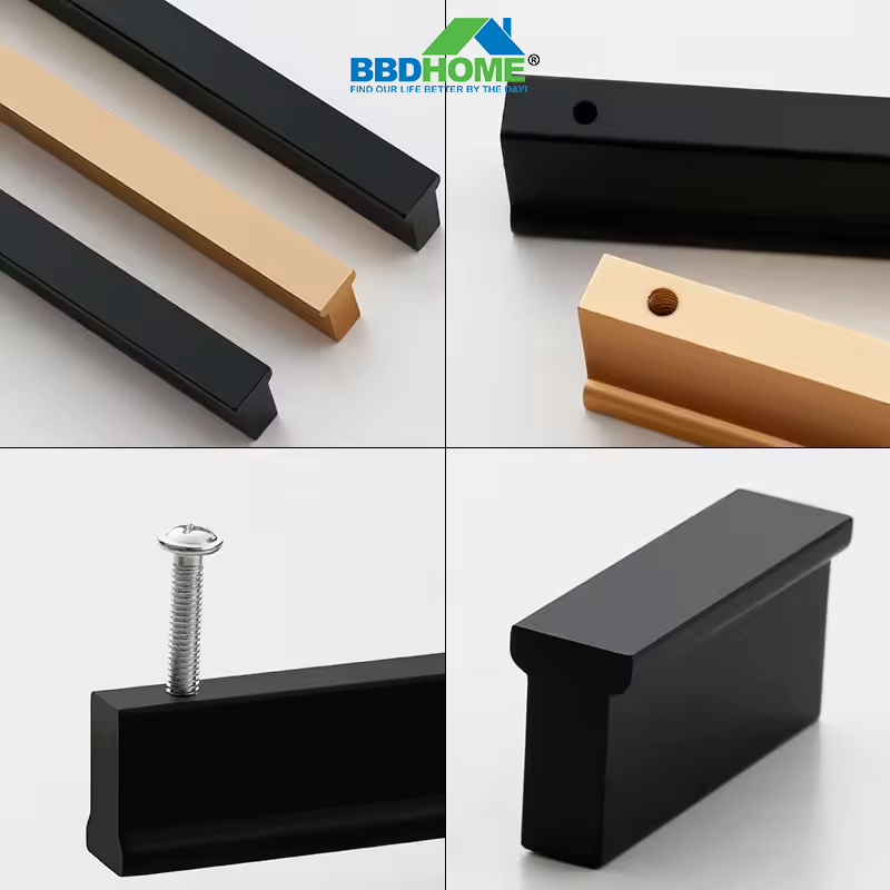 BBDHOME Modern Black Aluminum Kitchen Cabinet Cupboard Wardrobe Drawer Furniture Hardware Pull Handles Accessories And Knobs