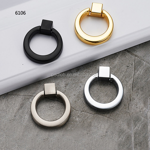 Zinc alloy closet pull drawer cabinet gold round ring knob handle