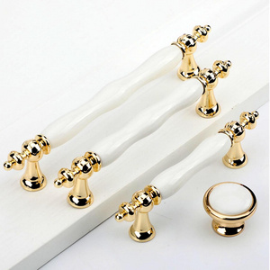 Knob Knobs Cabinet Handles Drawer Handle Porcelain and Metal Wholesale Pulls Ceramic Modern Gold White Handles for Furniture